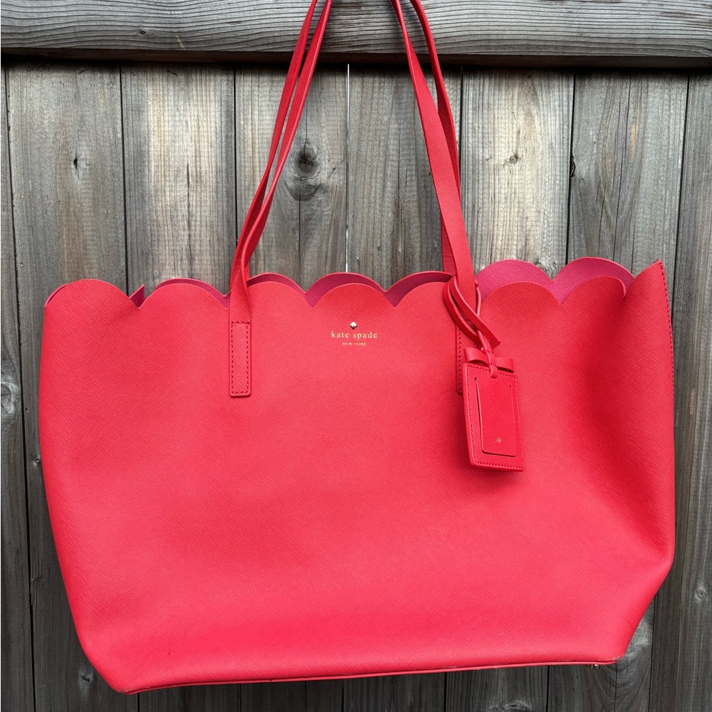 Kate Spade Red Scalloped Tote